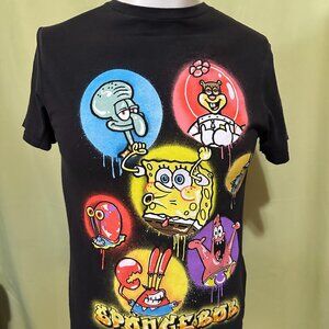 SpongeBob SquarePants Nickelodeon 2021 Men's Black T Shirt Small Cotton